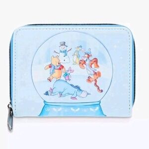 NWT Loungefly Disney Winnie The Pooh & Friends Ice Skating Snow Globe Zip Wallet